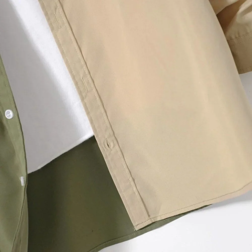 Tan And Green Mens Shirt And Pants Set - Picture 7 of 7